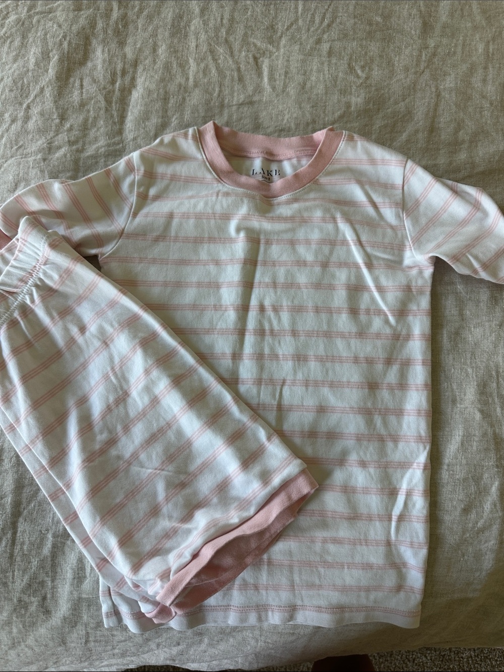 Kids Pink & White Striped Pajama Set - Cozy Short Sleeve Sleepwear